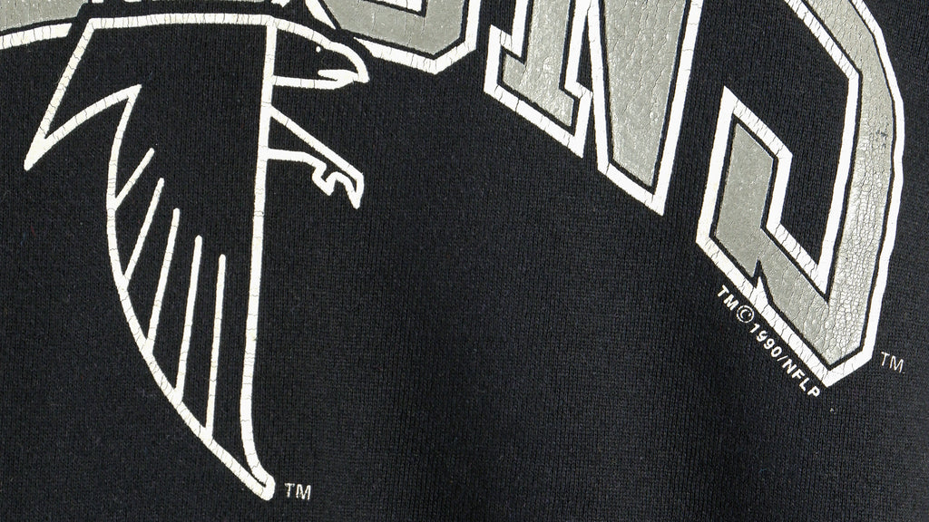 NFL (Logo 7) - Atlanta Falcons Spell-Out Crew Neck Sweatshirt 1990 X-Large Vintage Retro Football
