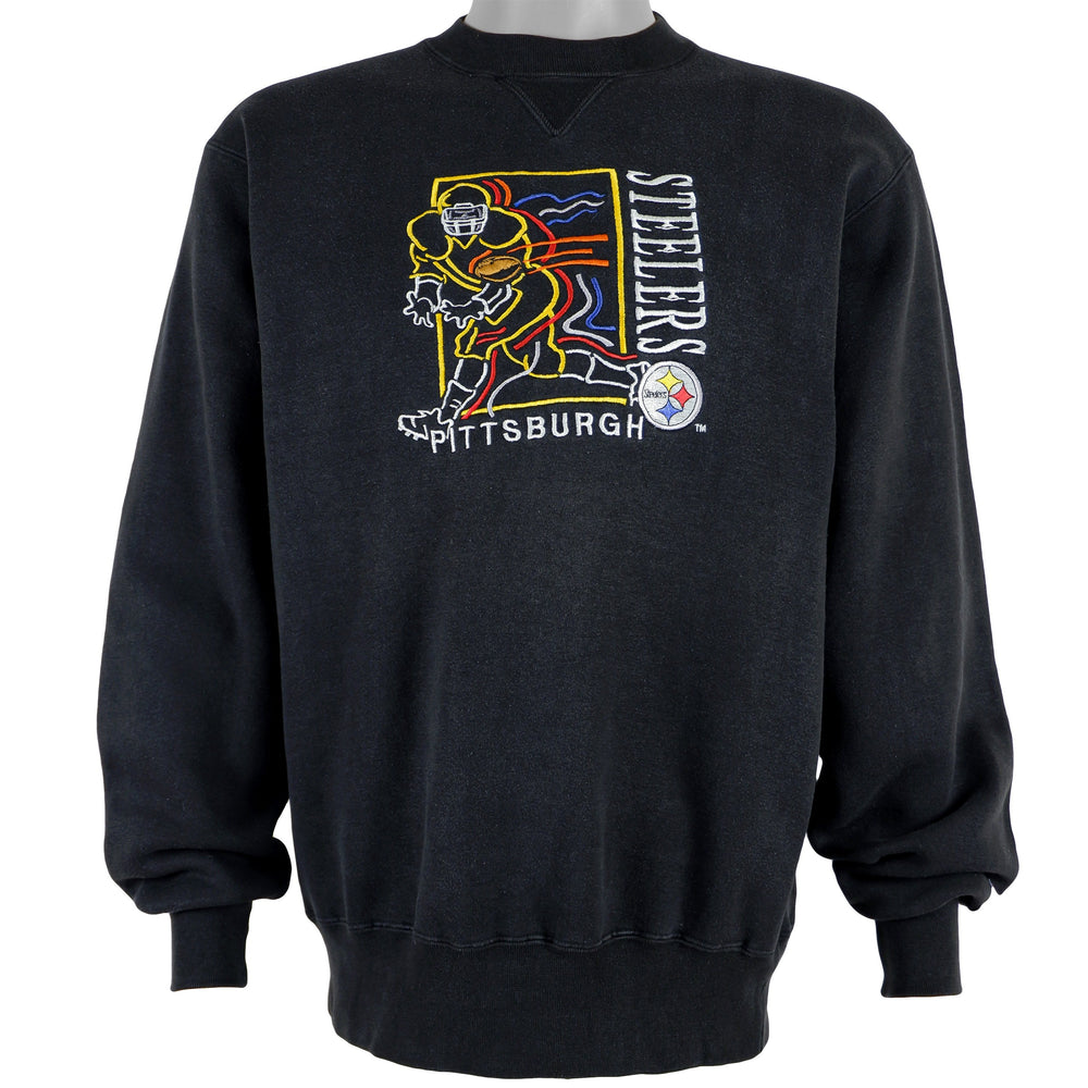 NFL (Logo 7) - Pittsburgh Steelers Crew Neck Sweatshirt 1990s Medium Vintage Retro Football