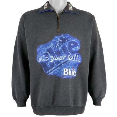 Vintage (JJM) - Labatt Blue Its Your Call 1/4 Zip Crew Neck Sweatshirt 1990s Large