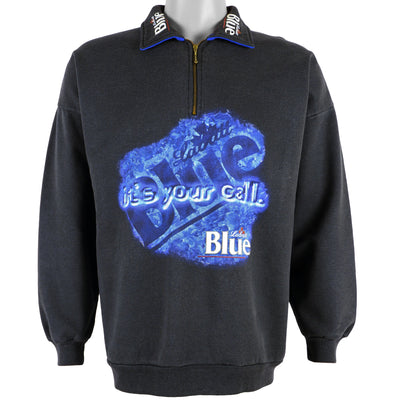 Vintage (JJM) - Labatt Blue, Its Your Call 1/4 Zip Crew Neck Sweatshirt 1990s Large