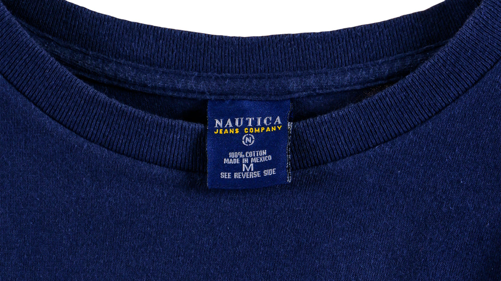 Nautica - Blue Nautica Jeans 45 T-Shirt 1990s Medium Vintage Retro