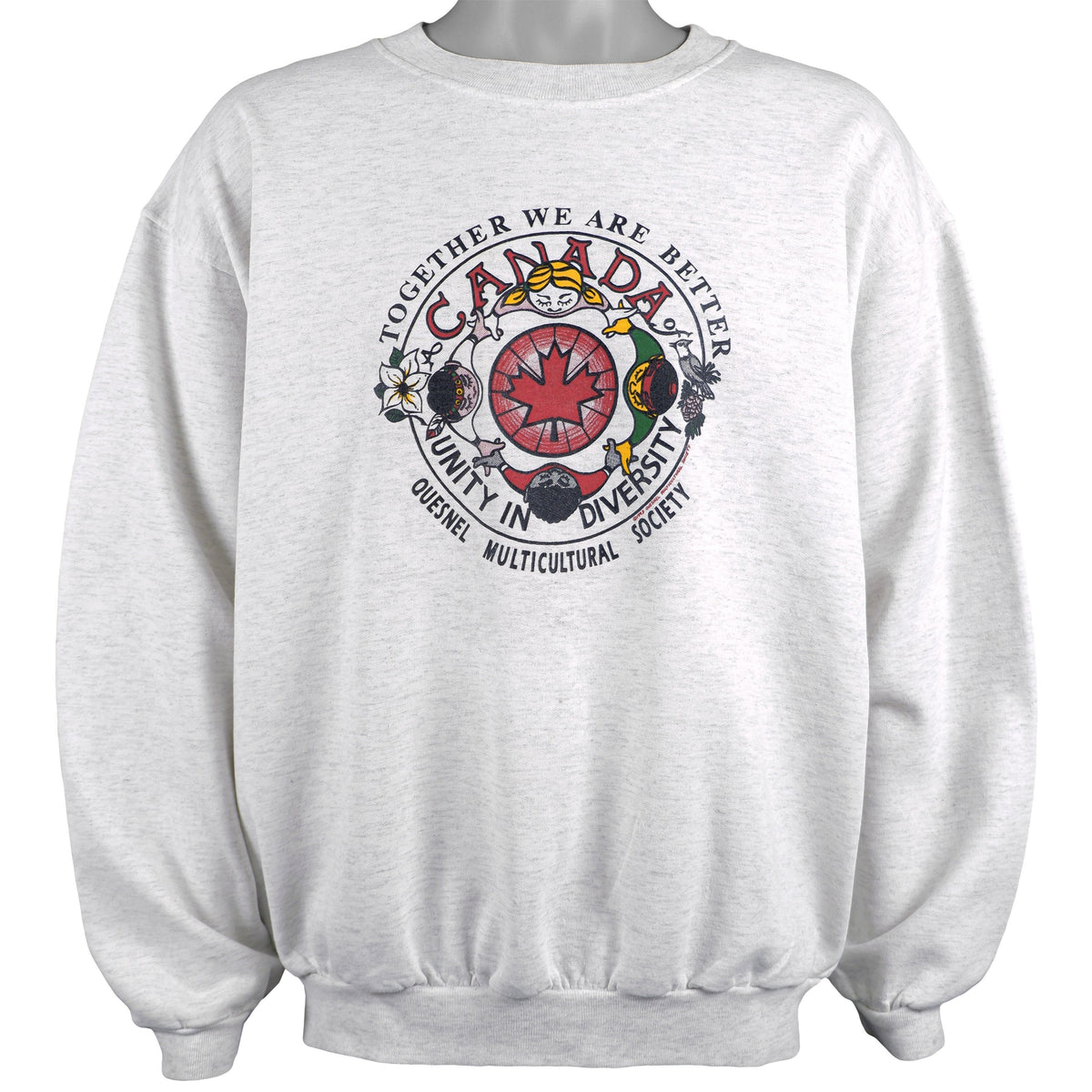 Vintage (Kelly Sport) - Canada Unity in Diversity, Quesnel Multicultural Society Sweatshirt 1993 X-Large Retro