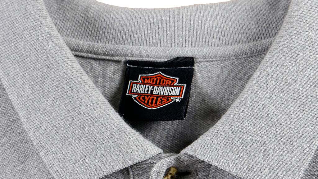 Harley Davidson - Grey Police Motorcycles 1/4-Button-Up T-Shirt 1990s XX-Large