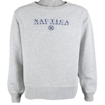 Nautica - Grey Nautica Jeans Company Spell-Out Crew Neck Sweatshirt 1990s Large