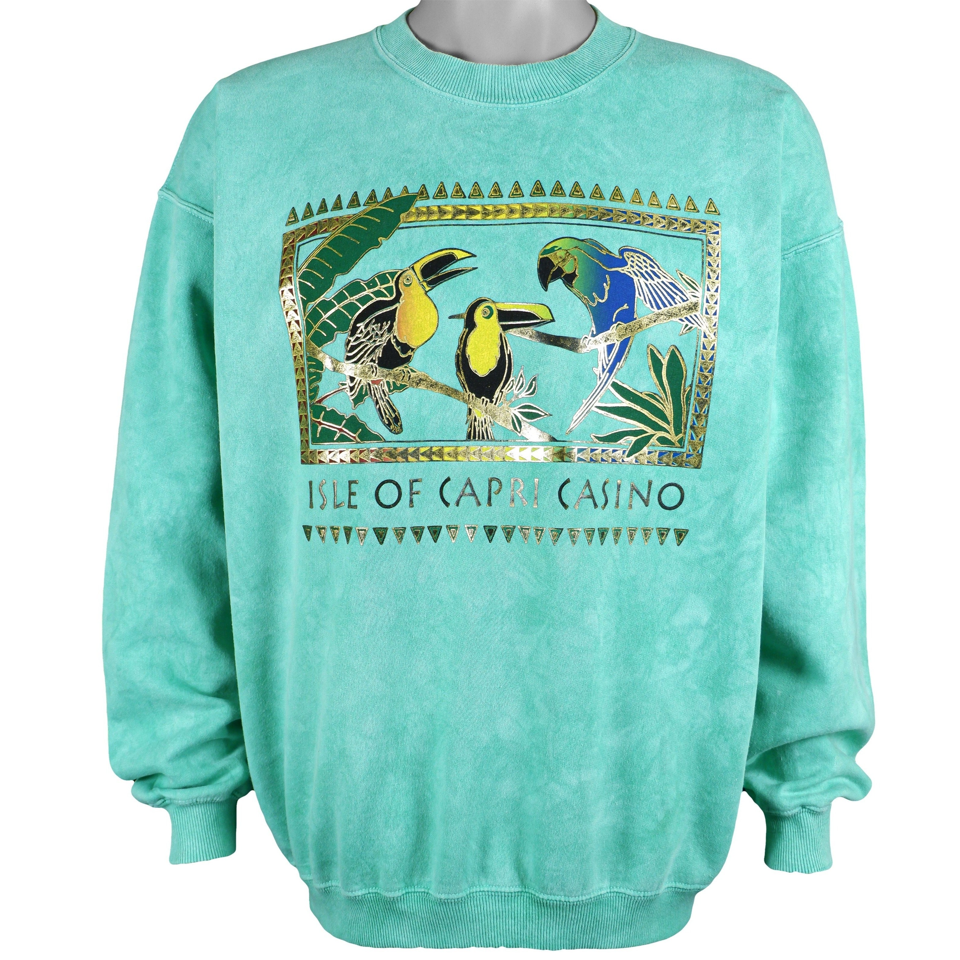 Vintage (Guava Beach) - Green Isle of Capri Casino Sweatshirt 1990s Large Vintage Retro