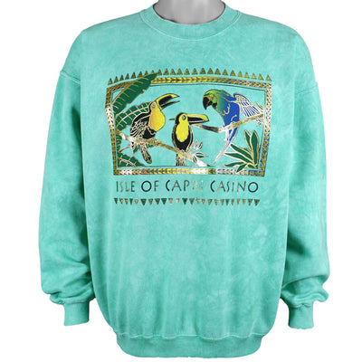 Vintage (Guava Beach) - Green Isle of Capri Casino Crew Neck Sweatshirt 1990s Large