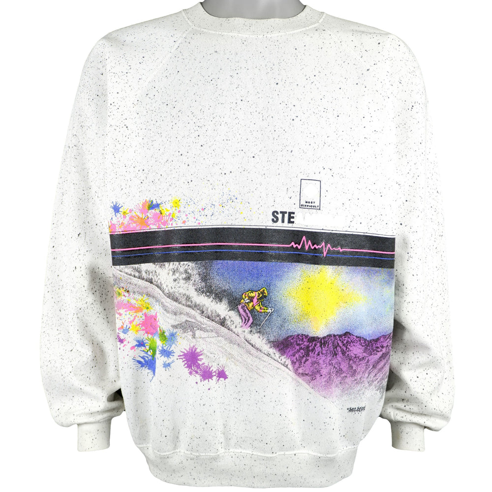 Vintage (Hanes) - White Ski Deadstock Sweatshirt 1990s X-Large Vintage Retro