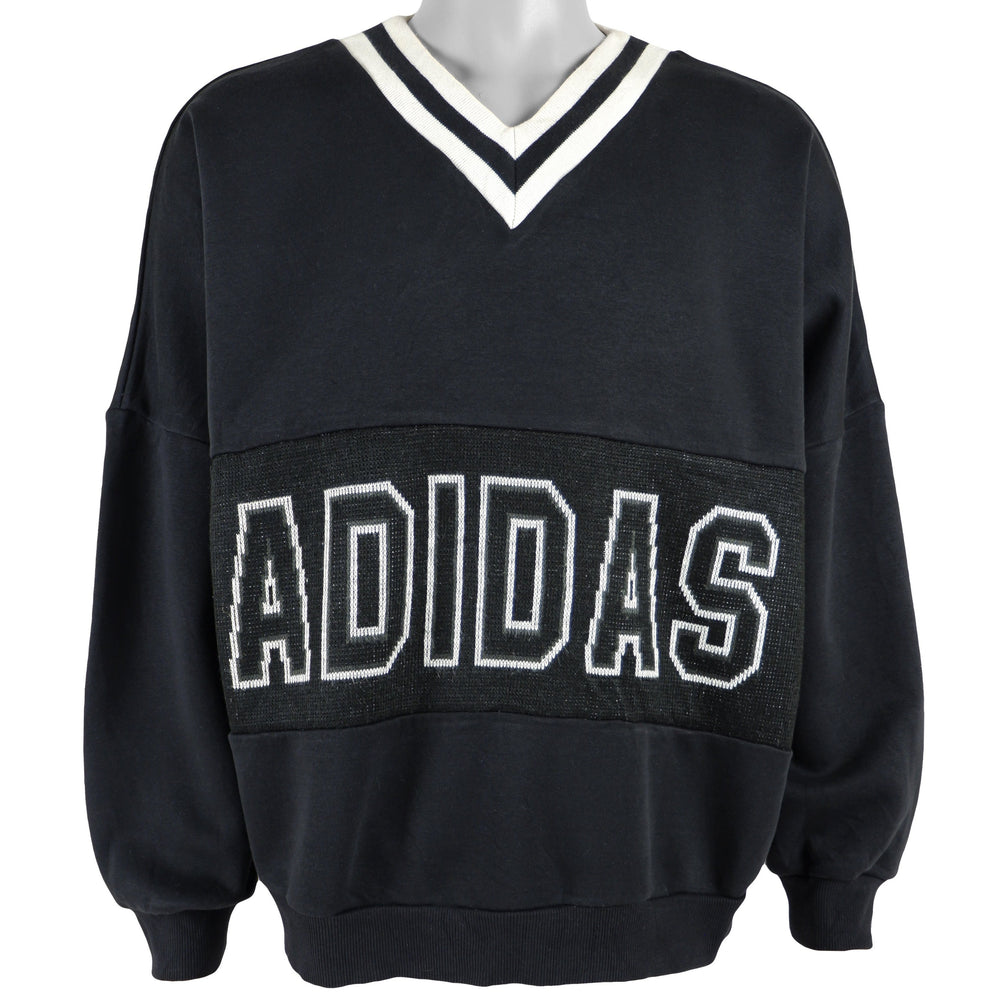 Adidas - Black Spell-Out Deadstock Sweatshirt 1990s X-Large Vintage Retro