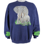 Vintage (Team Edition) - Elephants Printed Crew Neck Sweatshirt 1990s X-Large Vintage Retro