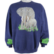 Vintage (Team Edition) - Elephants Printed Crew Neck Sweatshirt 1990s X-Large Vintage Retro