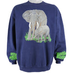 Vintage (Team Edition) - Elephants Printed Crew Neck Sweatshirt 1990s X-Large Vintage Retro