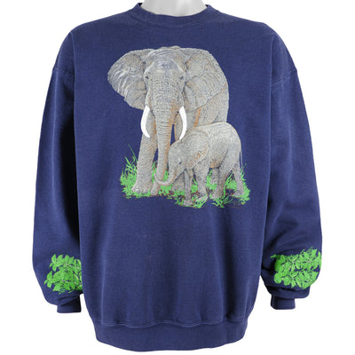 Vintage - Elephants Crew Neck Sweatshirt 1990s X-Large