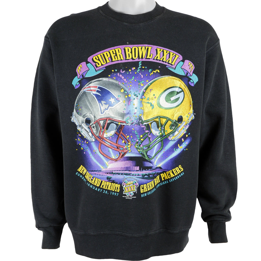 NFL - Super Bowl XXXI Green Bay VS Patriots Sweatshirt 1997 Large Vintage Retro Football