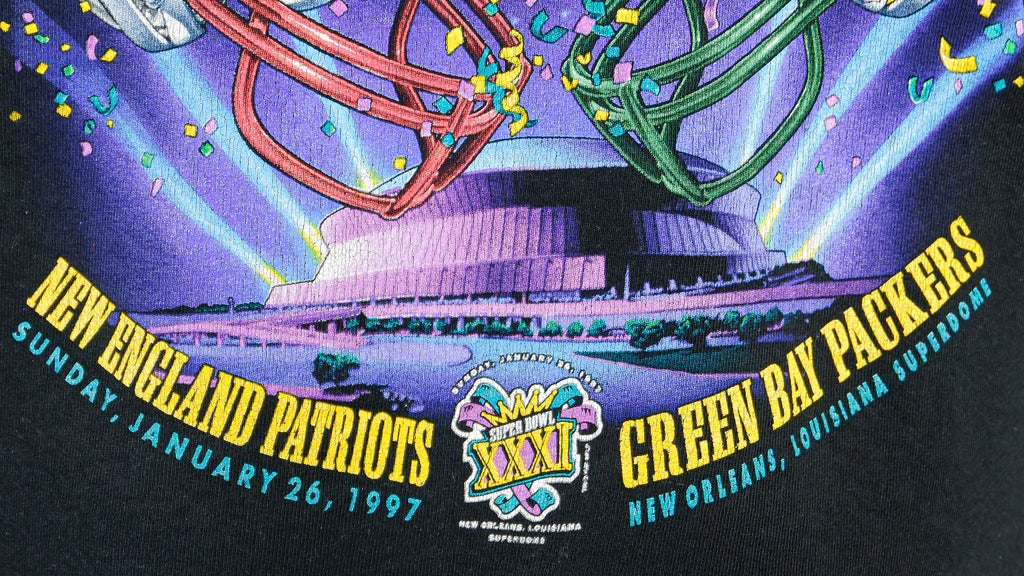 NFL - Super Bowl XXXI Green Bay VS Patriots Sweatshirt 1997 Large Vintage Retro Football