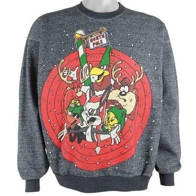 Vintage (Looney Tunes) - North Pole Printed Sweatshirt 1990s Large