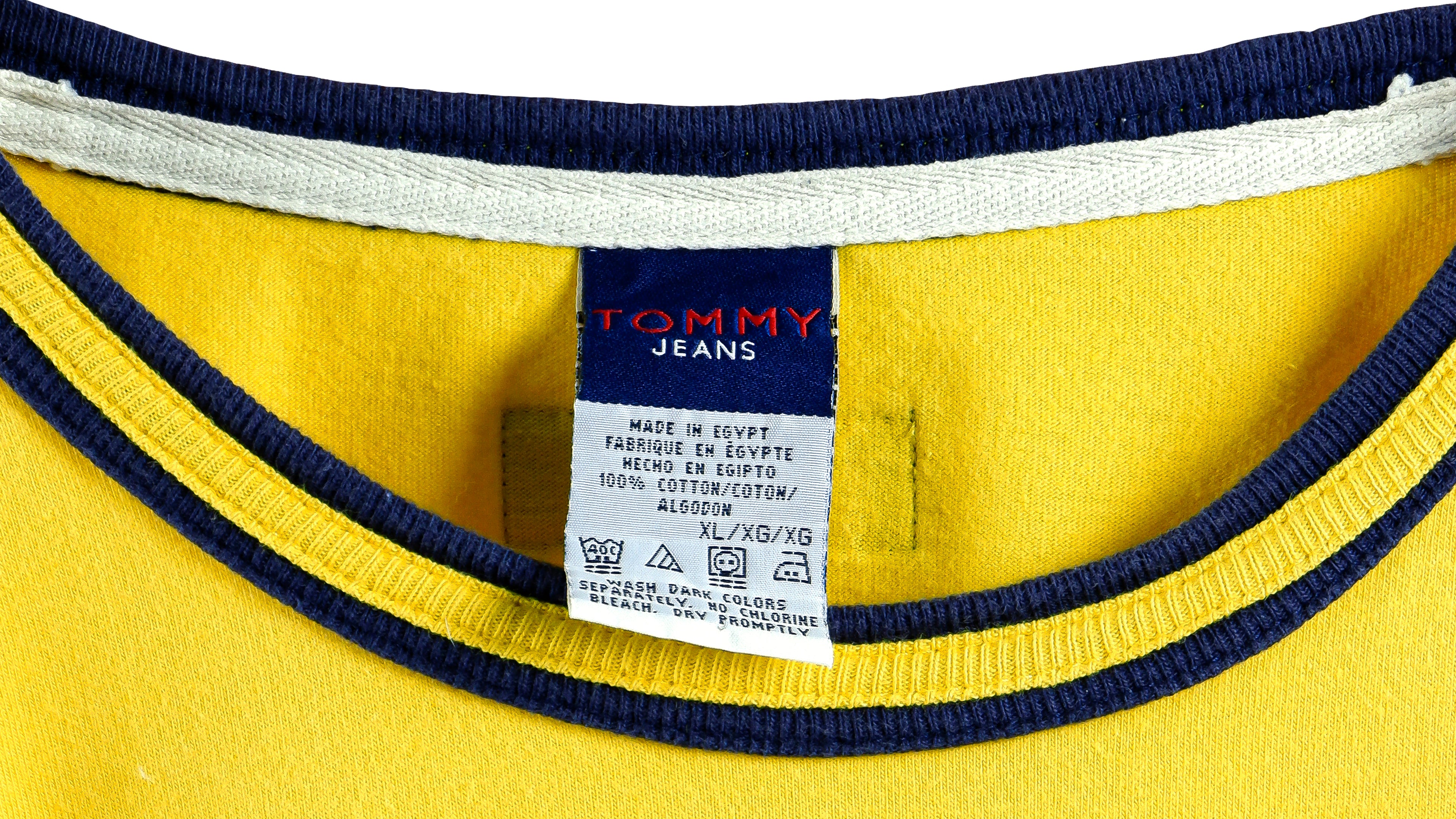 Tommy Hilfiger - Yellow T-Shirt 1990s X-Large Vintage Retro