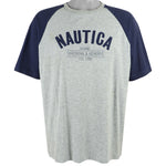 Nautica - Grey Big Spell-Out T-Shirt 1990s Large