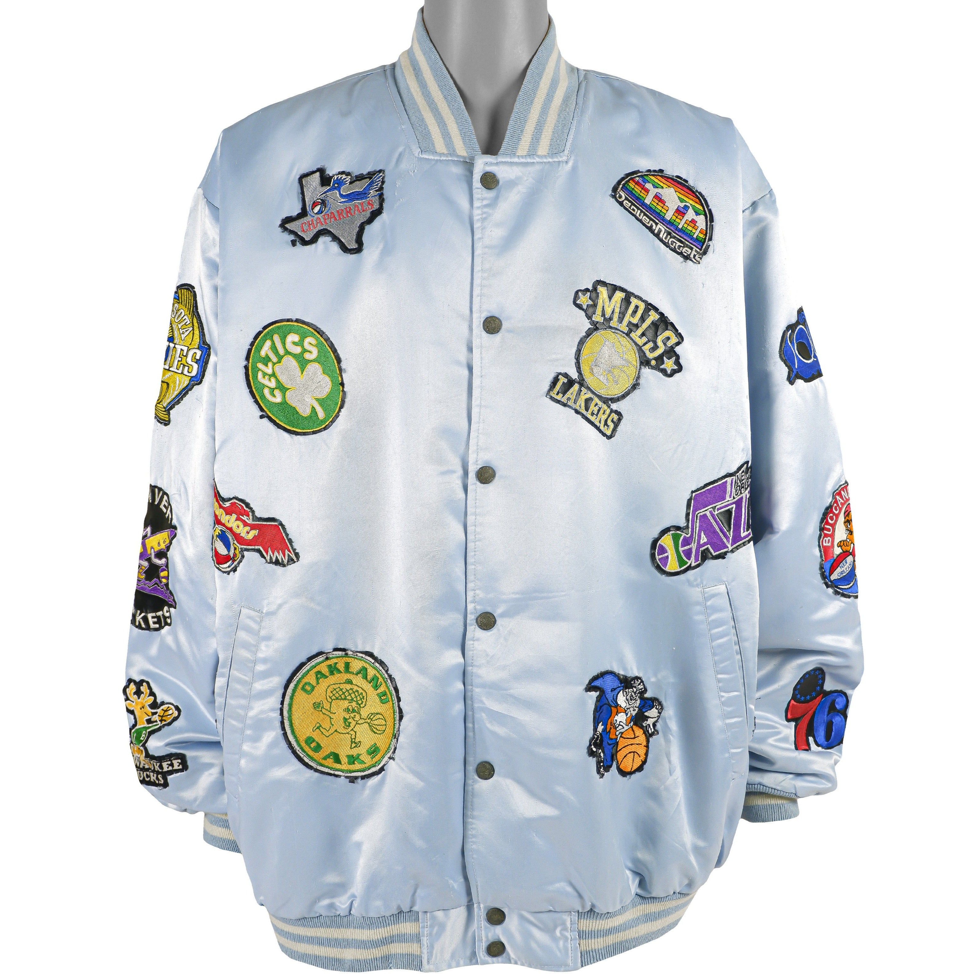 NBA - Jeff Hamilton NBA Logos Satin Jacket 1990s XX-Large Vintage Retro Basketball
