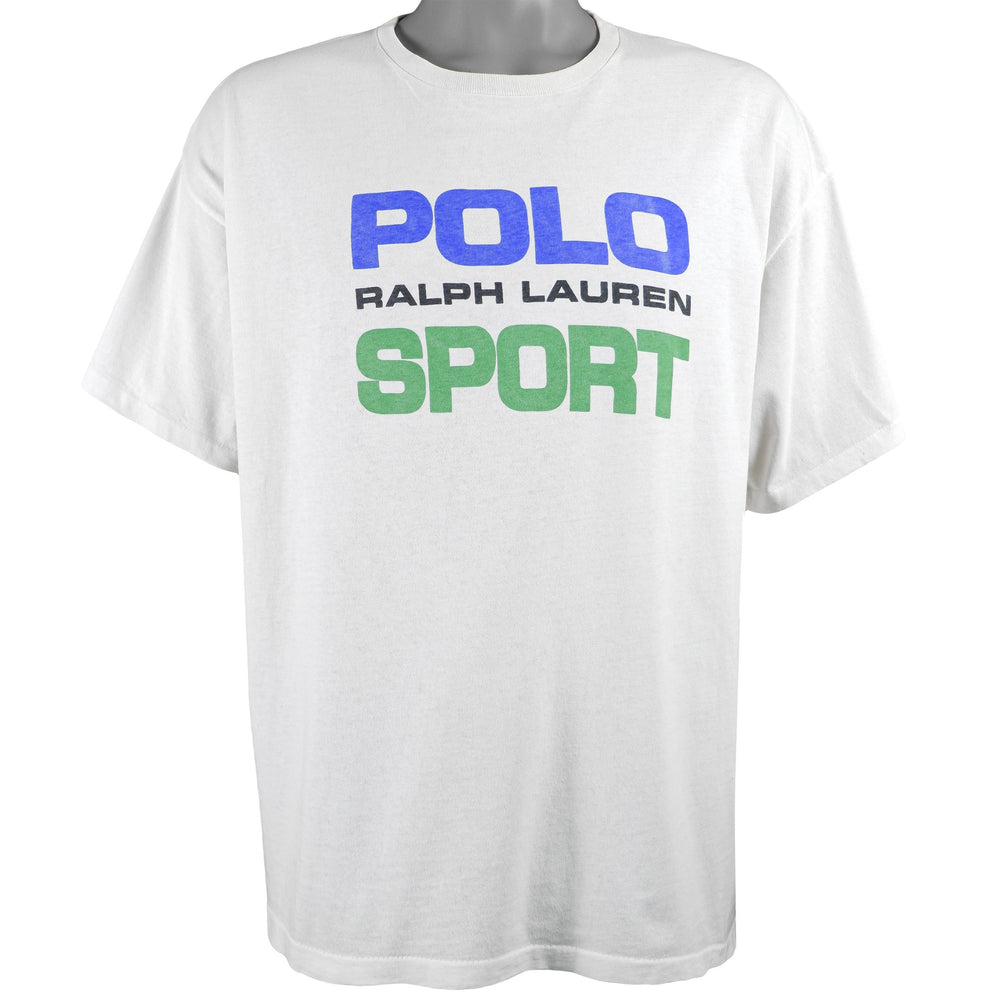 Ralph Lauren (Polo) - White Big Logo T-Shirt 1990s X-Large Vintage Retro