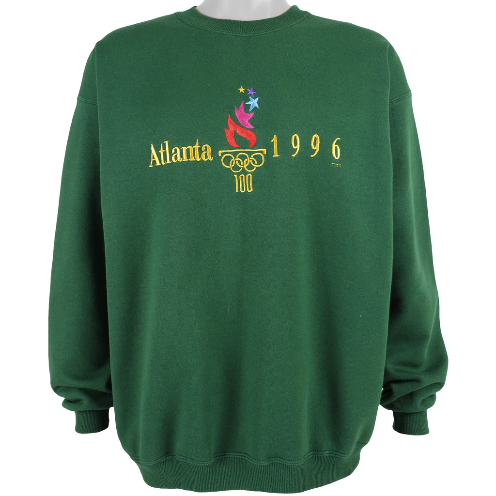 Vintage (Hanes) - Green Atlanta Olympic Crew Neck Sweatshirt 1996 Large Vintage Retro
