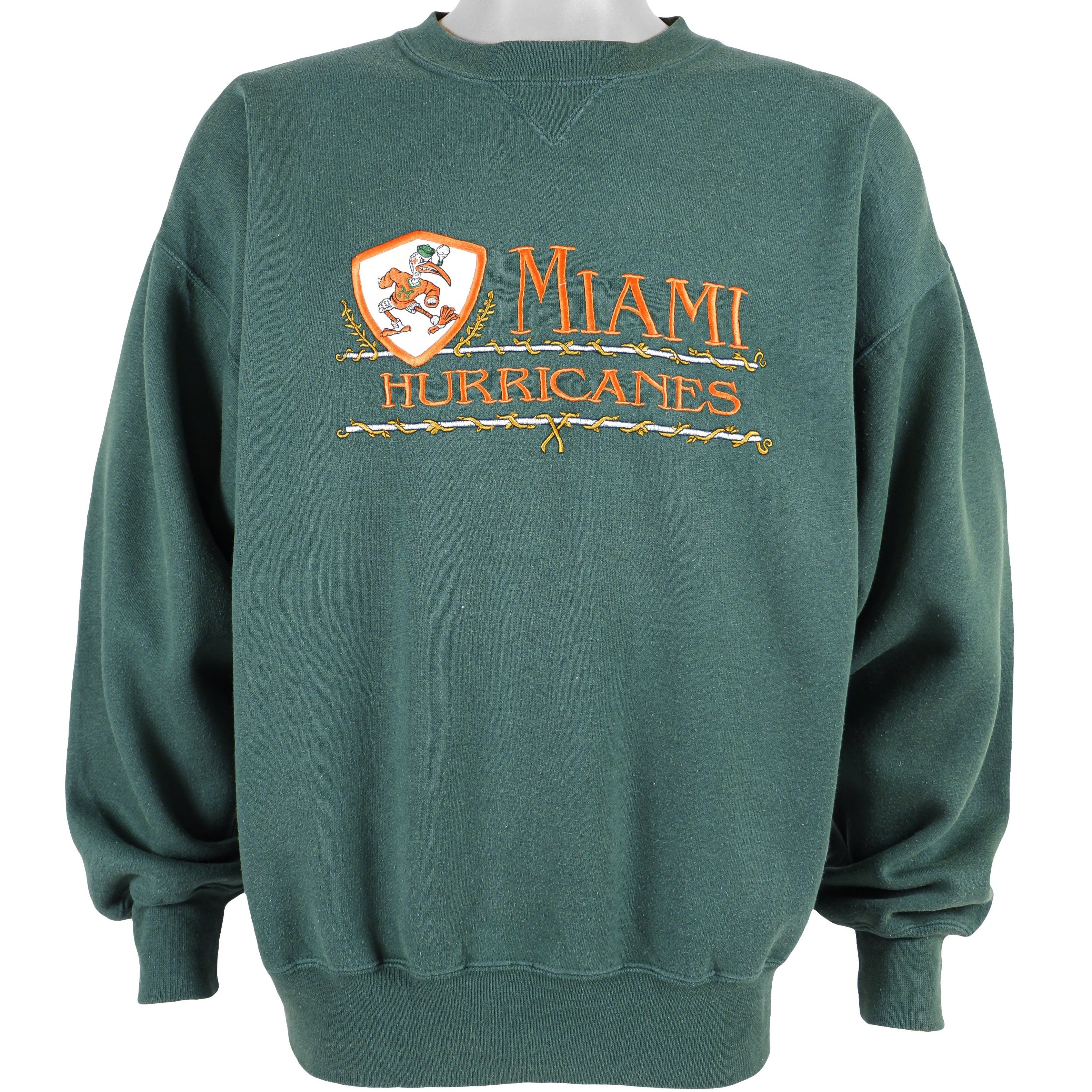 NCAA (Midwest) - Miami Hurricane Spell-Out Sweatshirt 1990s Large Vintage Retro Football College