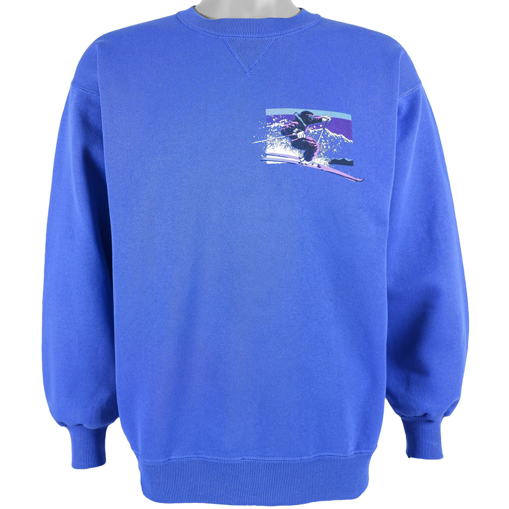 Vintage (Hanes) - Blue Ski Deadstock Sweatshirt 1990s Large Vintage Retro