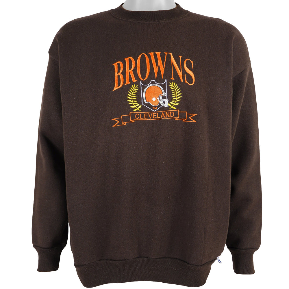 NFL (Logo 7) - Cleveland Browns Spell-Out Sweatshirt 1990s Large Vintage Retro Football