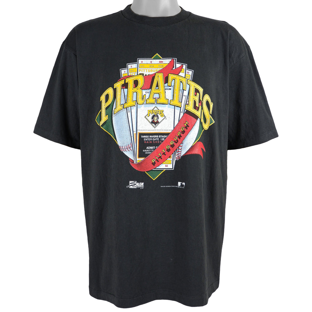 MLB (Salem) - Pittsburgh Pirates Spell-Out Deadstock T-Shirt 1991 Large Vintage Retro Baseball
