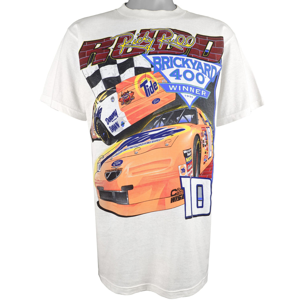 NASCAR (Track Gear) - Ricky Rudd Brickyard 400 Winner Deadstock T-Shirt 1997 Medium Vintage Retro