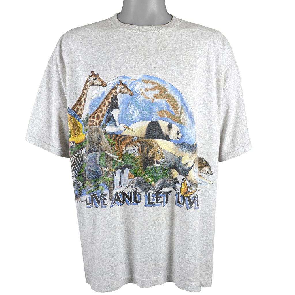 Vintage (Signal Sports) - Live and Let Live - Wildlife T-Shirt 1990s X-Large Vintage Retro