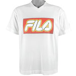 FILA - White Big Spell-Out T-Shirt 1990s Medium