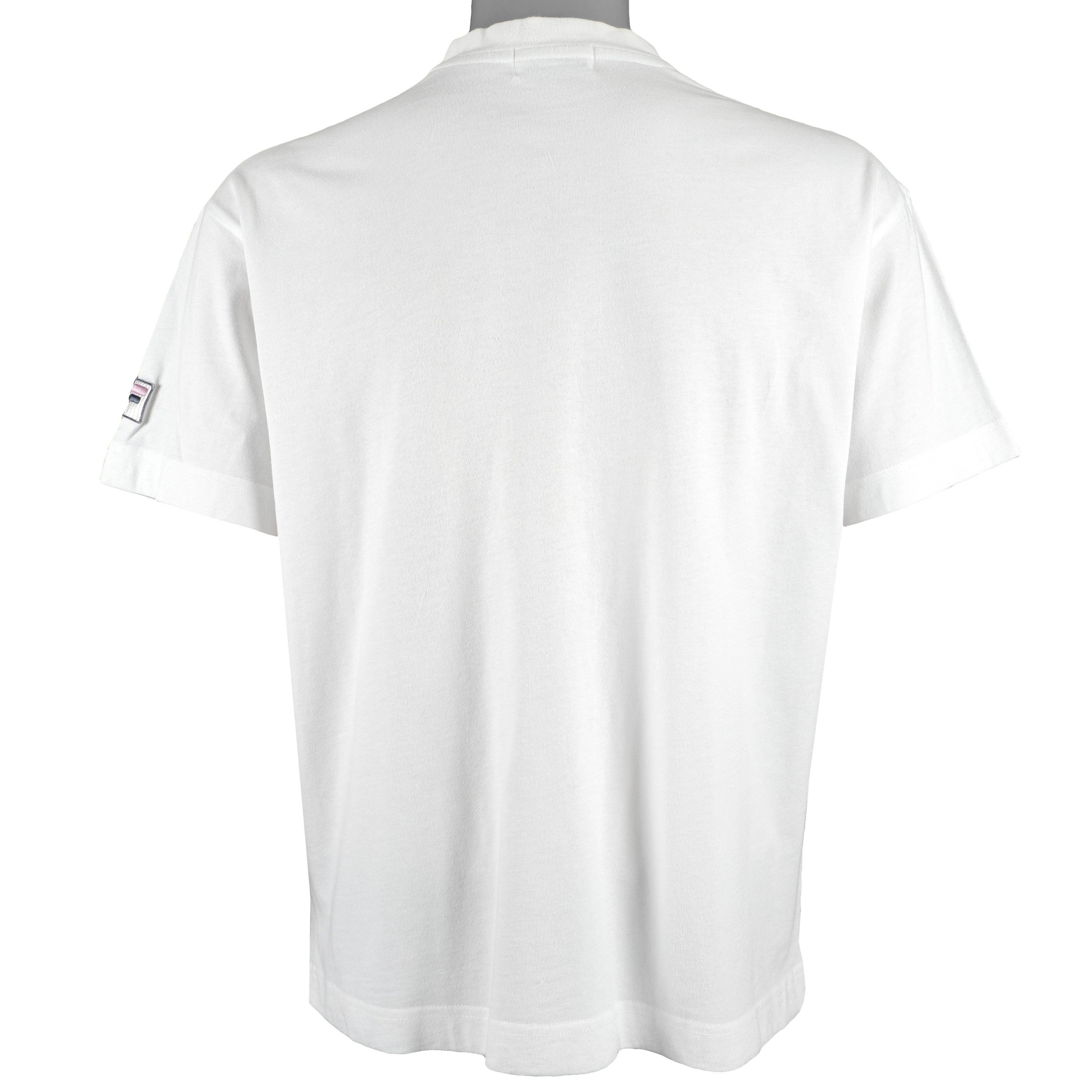 FILA - White Big Spell-Out T-Shirt 1990s Medium Vintage Retro 