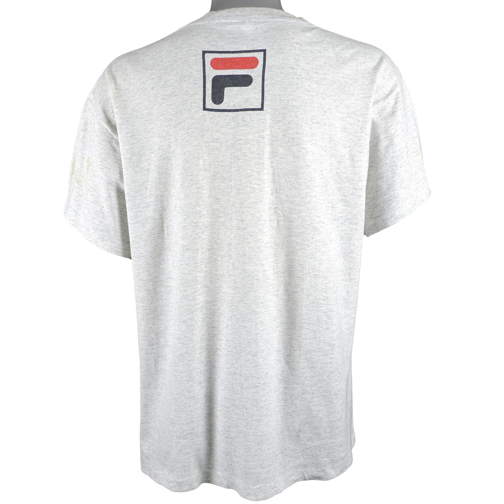 FILA - Grey Big Logo T-Shirt 1990s Medium Vintage Retro