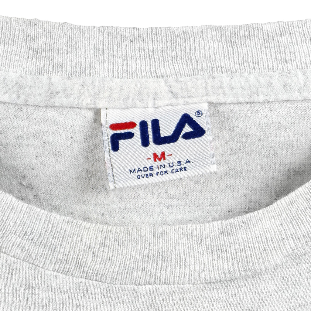 FILA - Grey Big Logo T-Shirt 1990s Medium Vintage Retro