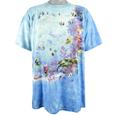 Vintage (Liquid Blue) - Blue Tie Dye Sea World T-Shirt 1990s X-Large