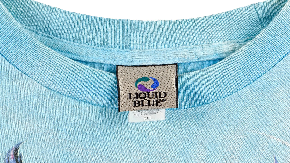 Vintage (Liquid Blue) - Blue Tie Dye Sea World T-Shirt 1990s X-Large Vintage Retro