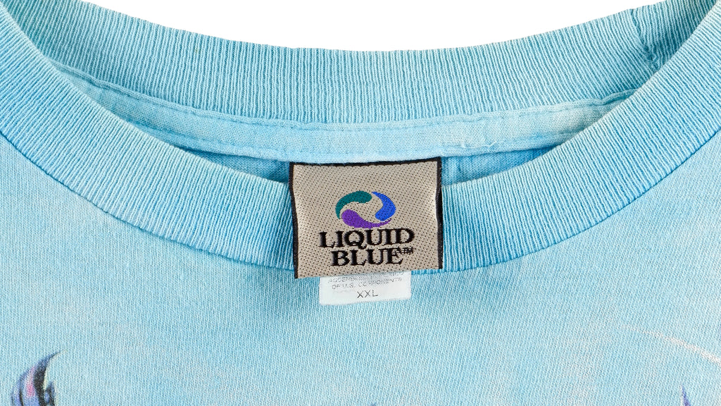 Vintage (Liquid Blue) - Blue Tie Dye Sea World T-Shirt 1990s X-Large Vintage Retro