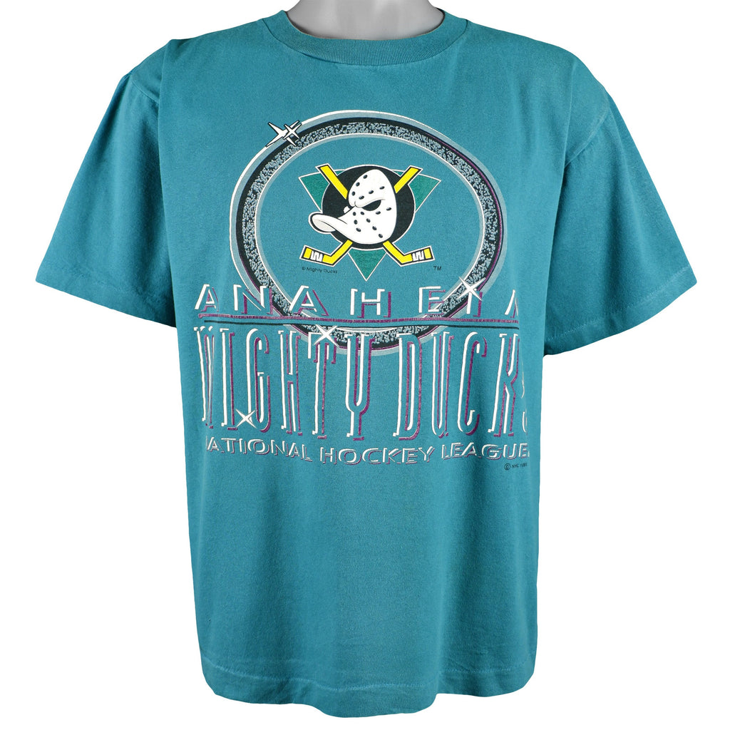 NHL (Competitor) - Anaheim Mighty Ducks T-Shirt 1993 Large Vintage Retro Hockey