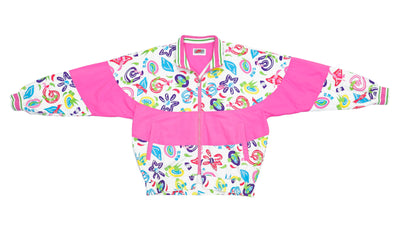 Nike - Pink & Patterned Grey Tag Track Jacket 1980s Medium