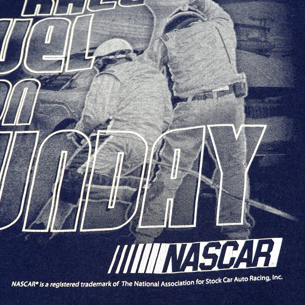 NASCAR (M&O Knits) - Blue Spell-Out T-Shirt 1990s X-Large Vintage Retro