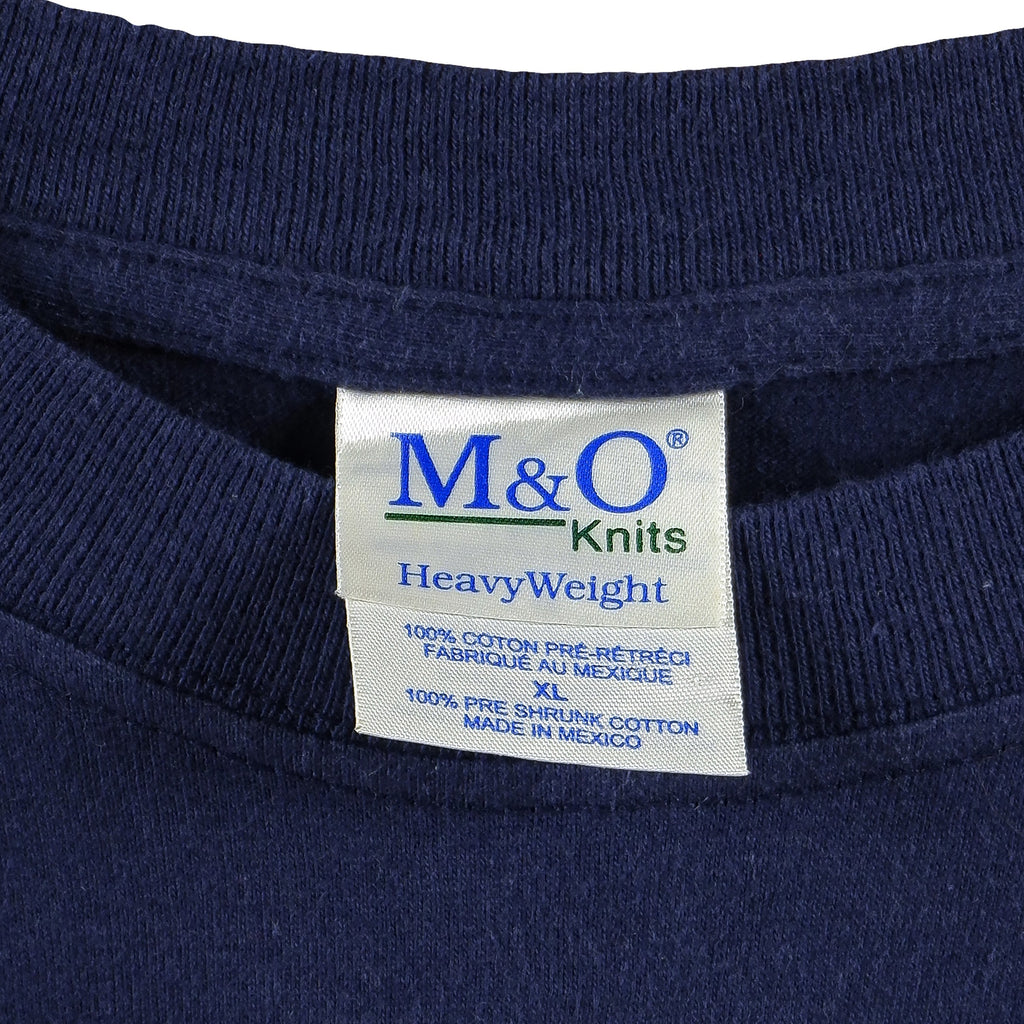 NASCAR (M&O Knits) - Blue Spell-Out T-Shirt 1990s X-Large Vintage Retro