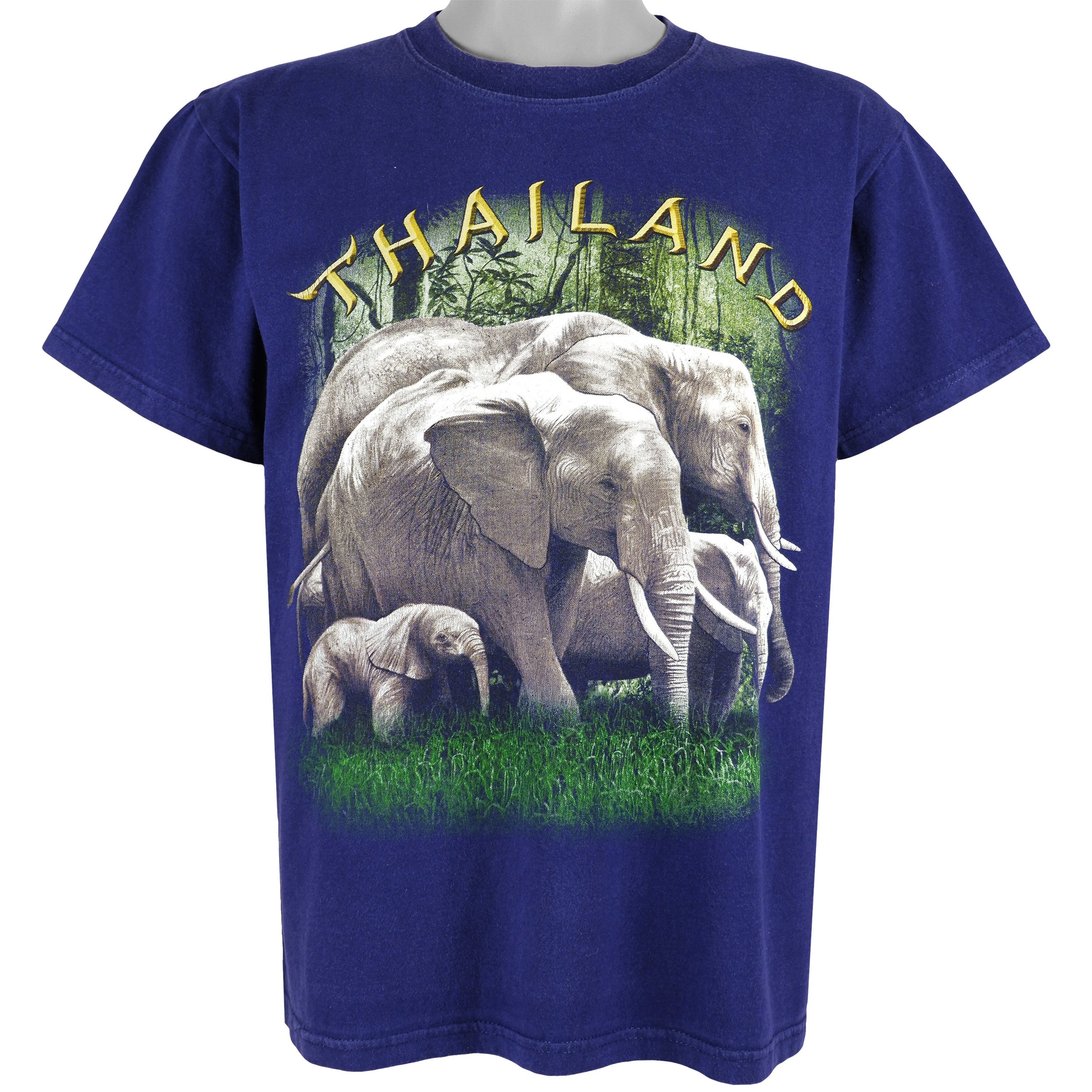 Vintage (Super) - Thailand Elephants T-Shirt 1990s Large Vintage Retro
