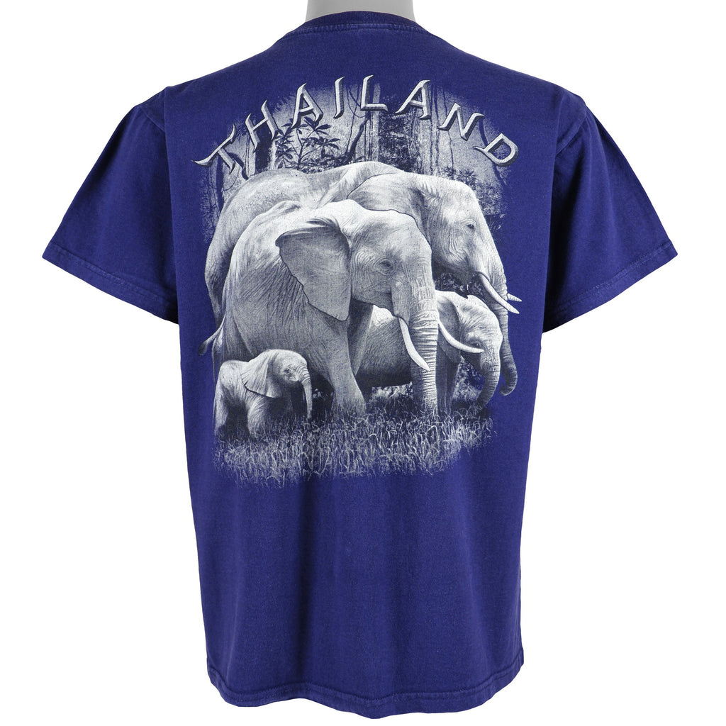 Vintage (Super) - Thailand Elephants T-Shirt 1990s Large Vintage Retro
