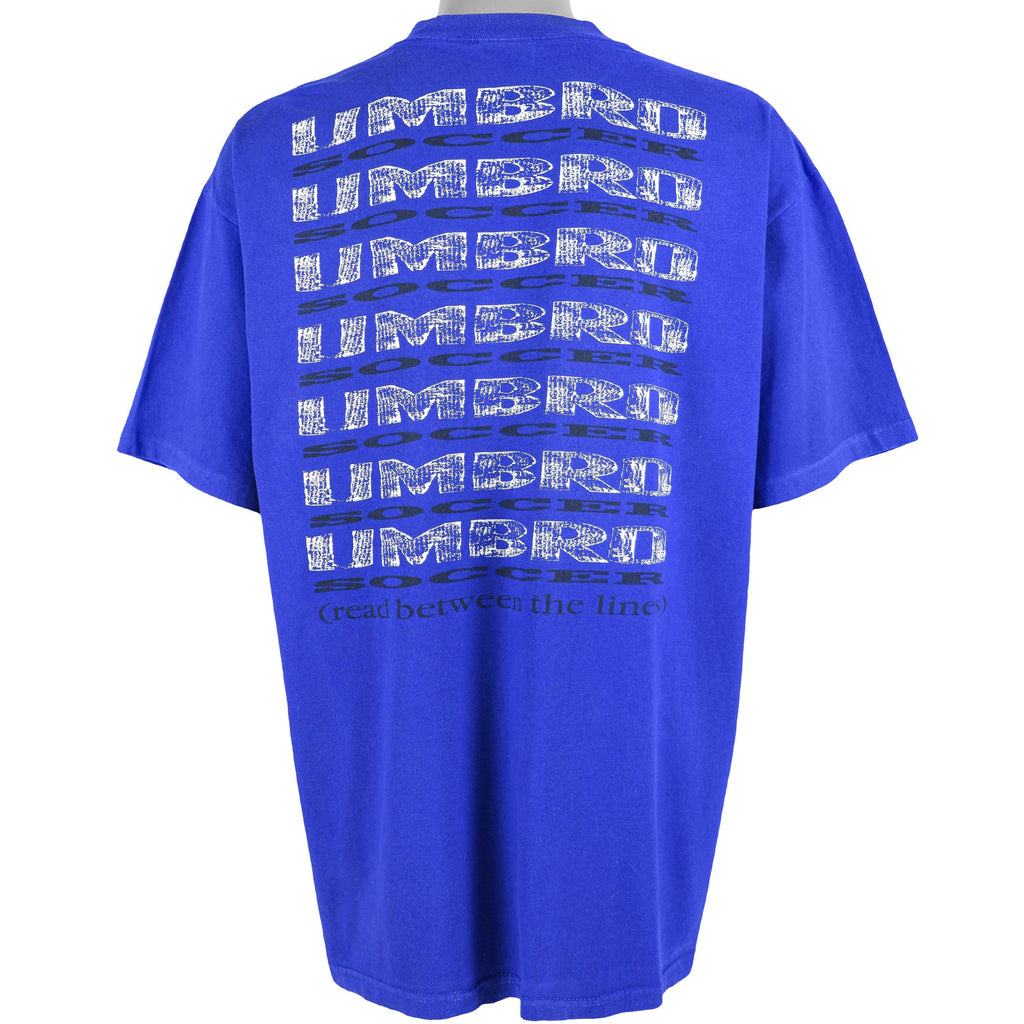 Umbro - Blue Big Logo & Spell-Out T-Shirt 1990s X-Large Vintage Retro