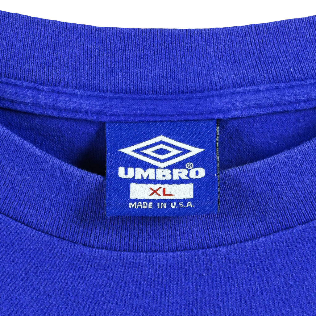 Umbro - Blue Big Logo & Spell-Out T-Shirt 1990s X-Large Vintage Retro