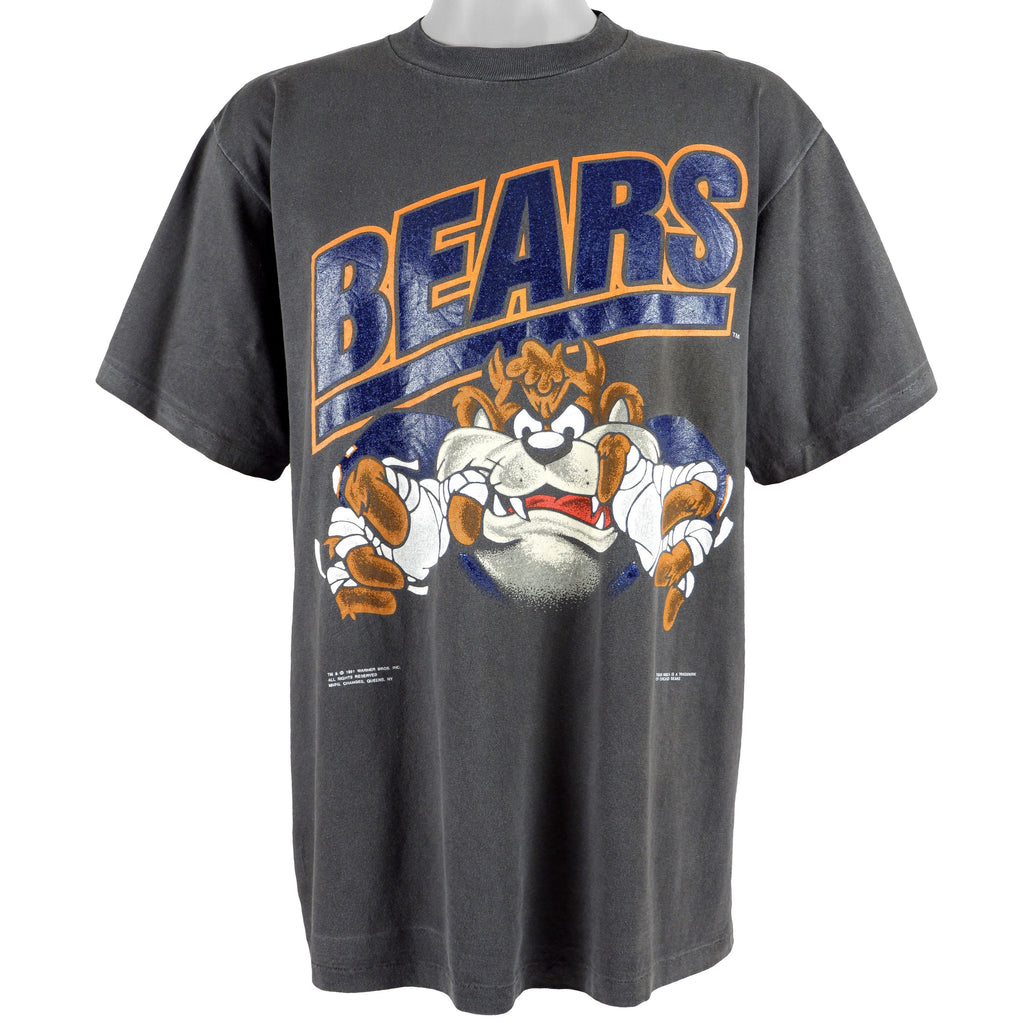 NFL (Changes) - Chicago Bears, Tazmanian Spell-Out T-Shirt 1991 X-Large Vintage Retro Football