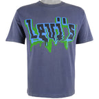 Levis - Grey Spell-Out T-Shirt 1996 Medium Vintage Retro