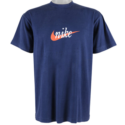 Nike - Blue Big Logo T-Shirt 1990s X-Large