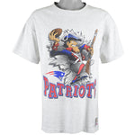 NFL (Nutmeg) - New England Patriots Spell-Out T-Shirt 1993 X-Large Vintage Retro Football