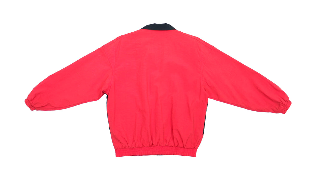 Adidas - Red with Black Button / Zip Up Windbreaker 1990s Medium Vintage Retro